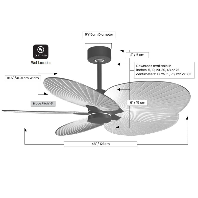Alessandra Tropical - Five Blade Ceiling Fan - Matte White Finish - Matte White Blades, Matte White, Barn Wood Tone