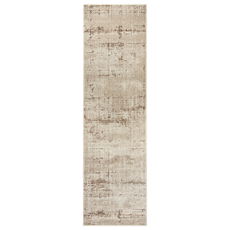 Textured Abstract Sandstone Beige Indoor High-Low Area Rug, Runner 2'3" x 8'