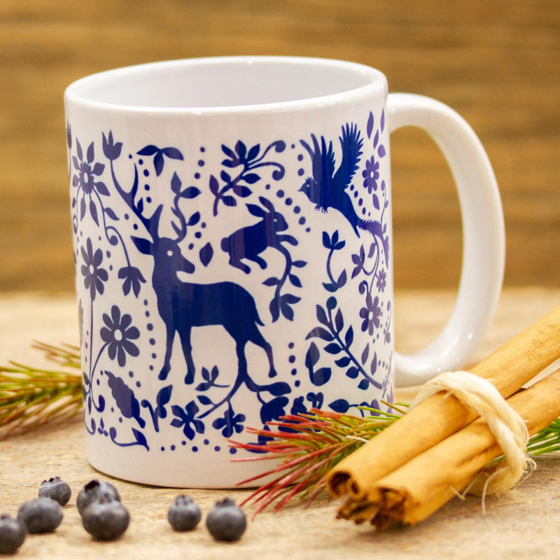 Tasse en céramique bleue Otomi