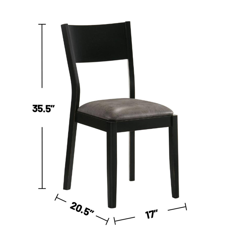 De 2 chaises de salle à manger, noir / gris, dossier incliné, largeur de paquet de 20,3 po, chaises de chambre en noir et gris, dossier, pieds fuselés ronds, design d'intérieur