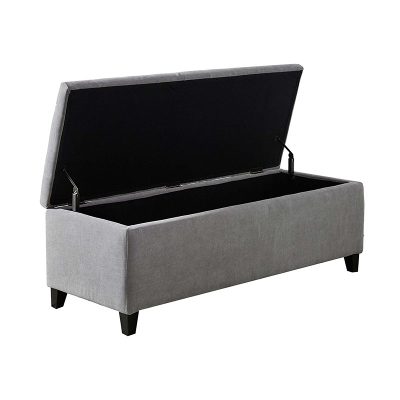 Banc de rangement rembourré Hannjo, Gris