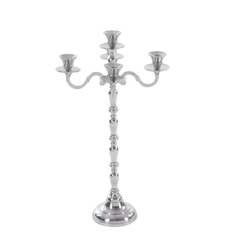 Bougeoir décoratif en aluminium et métal argenté