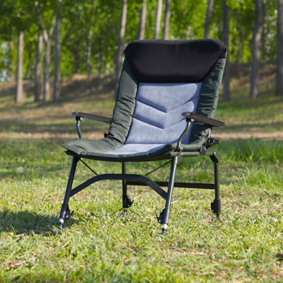 Fauteuil de camping inclinable - Structure, réglable, + noir + gris, tissu portable 600D, réglable,