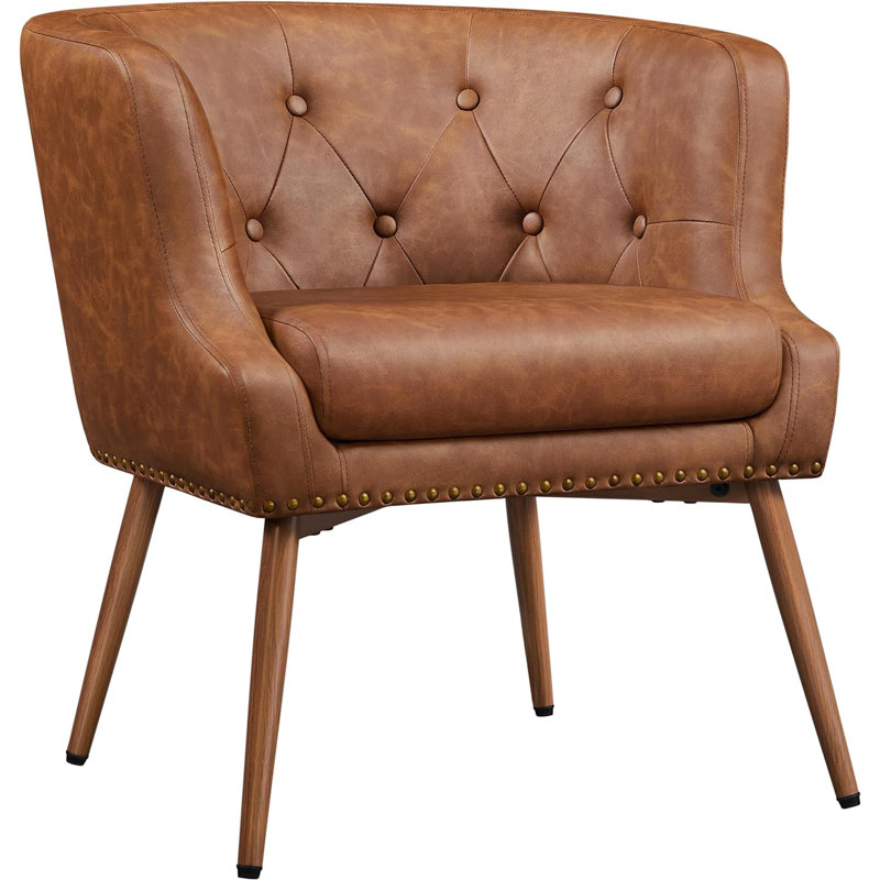 Fauteuil demi-tonneau en cuir 27,5 po Ladislao