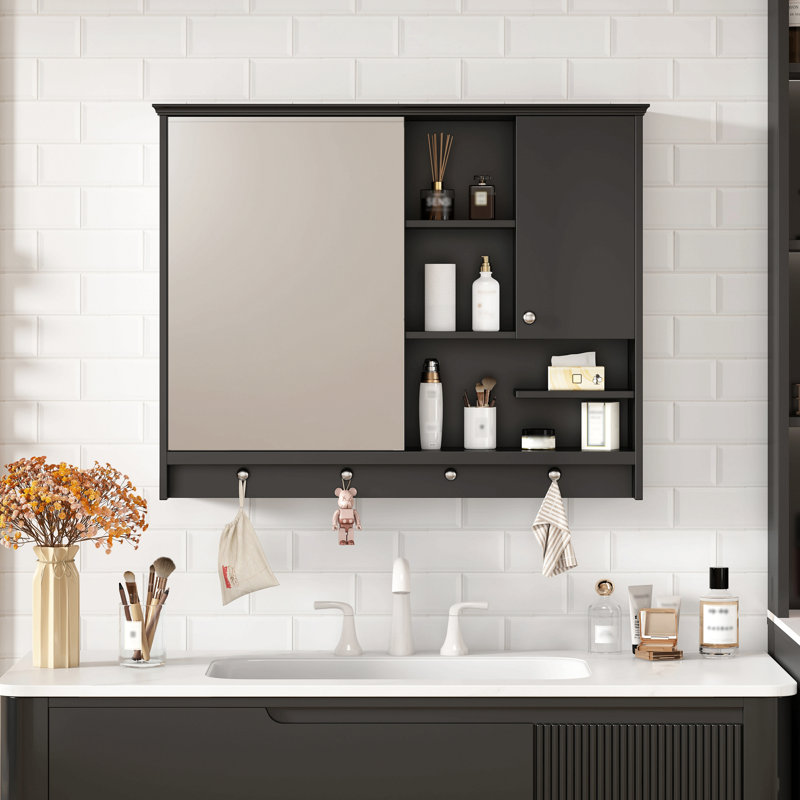 Armoire à pharmacie murale de 36 pouces, armoire de rangement pour salle de bain avec porte miroir et tablette ajustable, armoire à miroir pour salle de bain