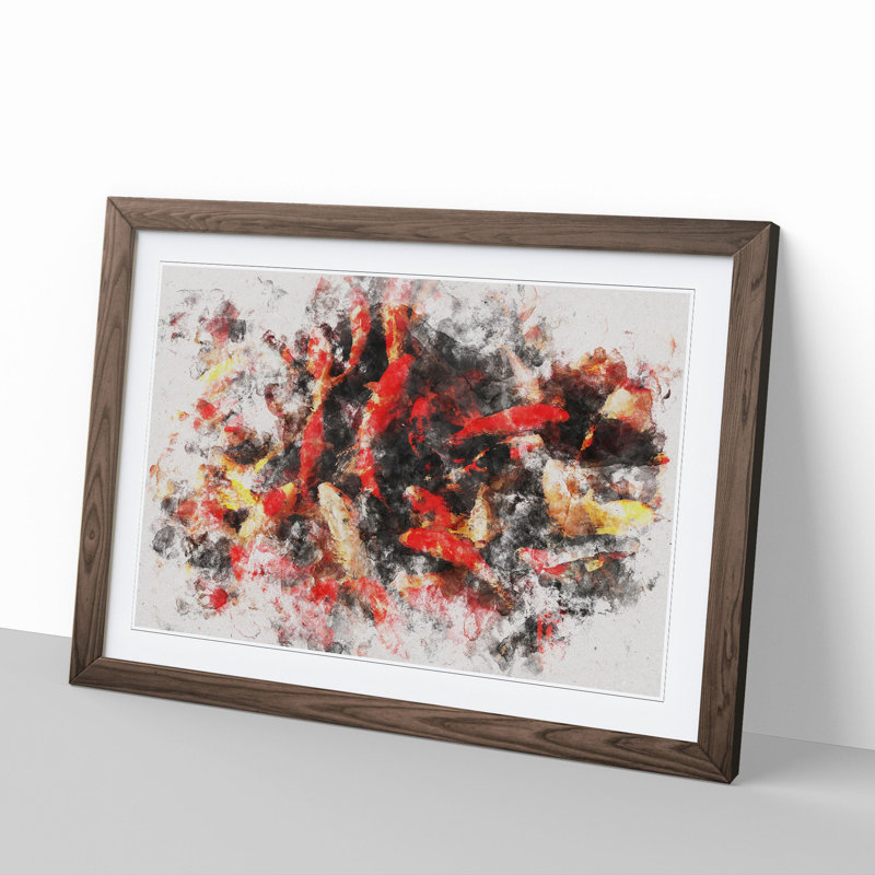 Many Fish - Picture Frame Graphic Art, Walnut Framed, 27cm H x 36cm W x 2cm D