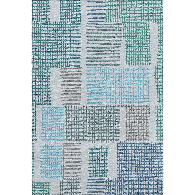 Premium Machine Washable Pinkston AMF1975 Geometric Rug, Rectangle 2'6" x 3'10"