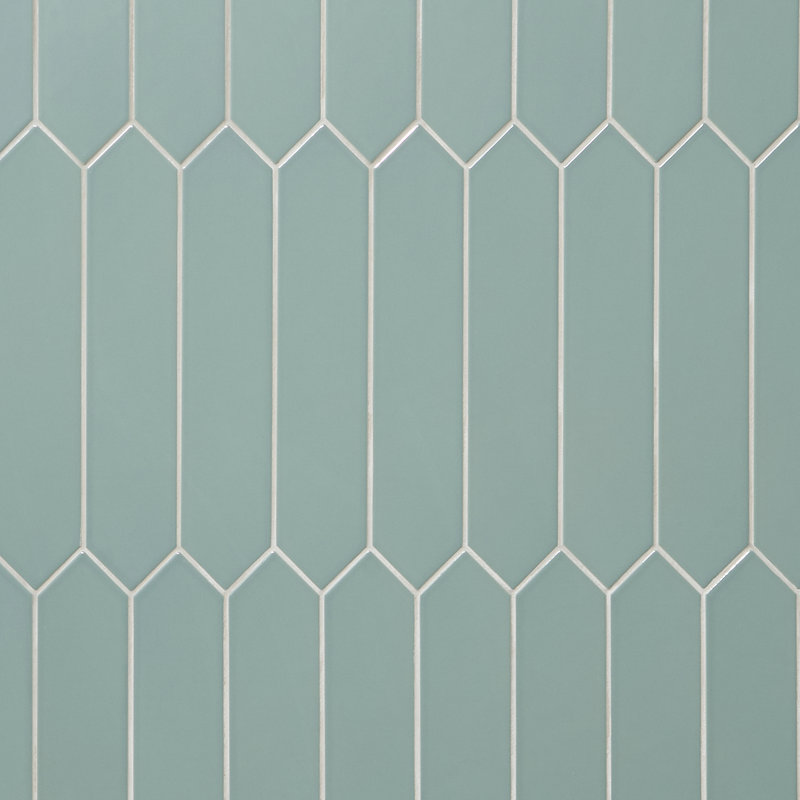 Lois 2.6" x 13" Ceramic Elongated Hexagon Picket Wall Tile, Jade