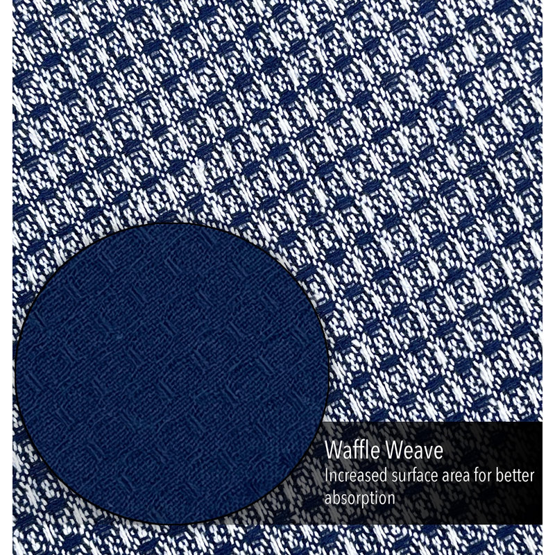 Navy Blue and White Recycled Cotton Kitchen Towel Set