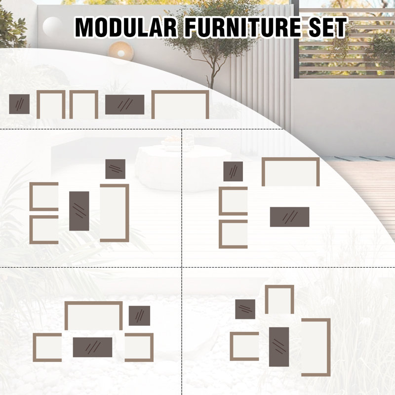 5-Piece Beige Cushioned Steel Frame Outdoor Patio Set