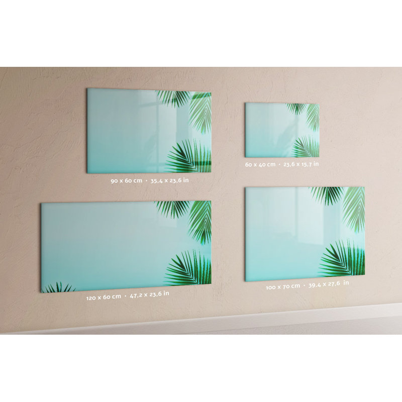 Magnetic Memo Board Whiteboard - 60 x 40 cm - Includes Marker and Magnets - Tropical leaves