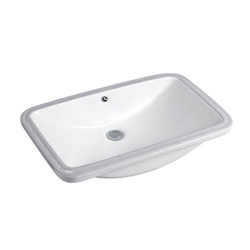 DROP Bath And Kitchen 23.6'' Ceramic Rectangular Bathroom Sink with Faucet and Overflow, Black, Black