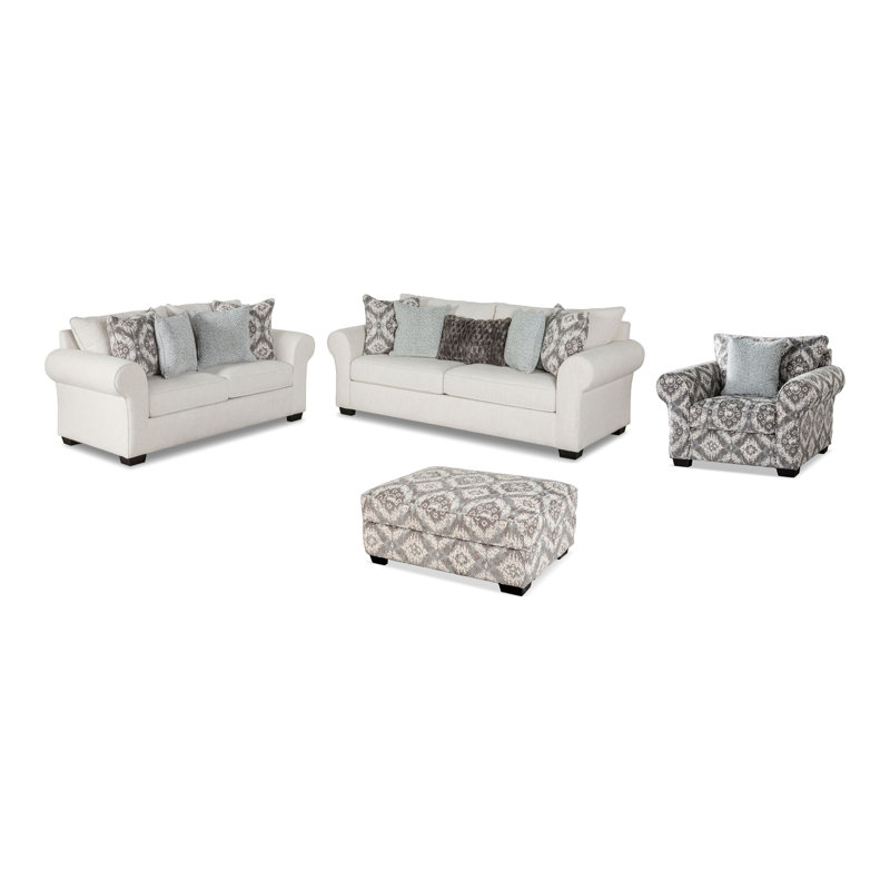 Ensemble de canapé et repose-pieds Dunster Beardsley, 4 pièces: chaise, causeuse, canapé et repose-pie