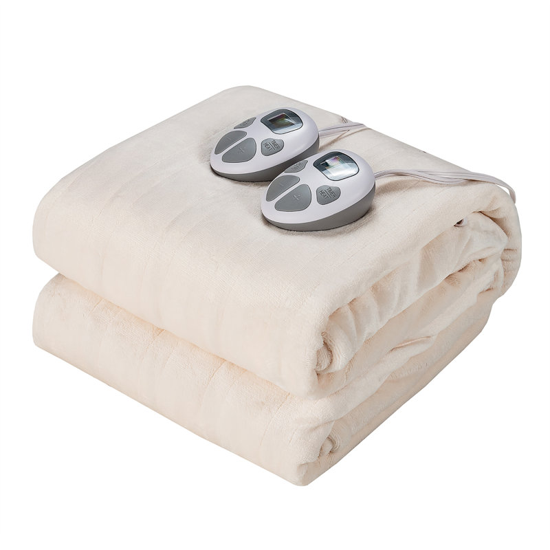 Jeté en flanelle , Beige, L 84 po x L 90 po