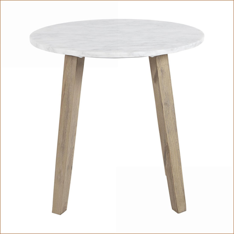 Table basse Milo Simple Fresh - Structure en bois de frêne de blé, plateau en marbre blanc, assemblage facile
