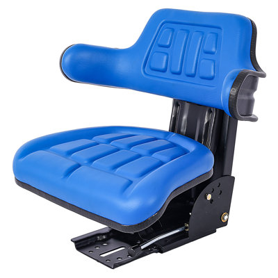 Siège de tracteur en acier bleu avec suspension - Siège de remplacement universel pour tondeuses à gazon et tracteurs de jardin