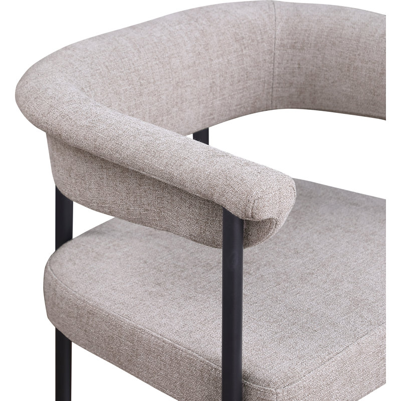 Tabouret de comptoir Malin, Tissu texturé lin taupe