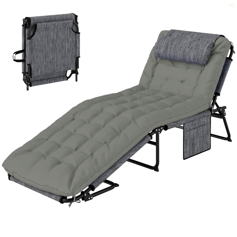 Chaise longue d'extérieur, chaise longue pliante, Gris