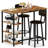 Ensemble de table de bar pour 2, ensemble de table de bar 3 pièces, ensemble de table de bar et chaises avec tabouret en polyuréthane et 3 tablettes de rangement ouvertes, ensemble de table de pub pour la cuisine, brun