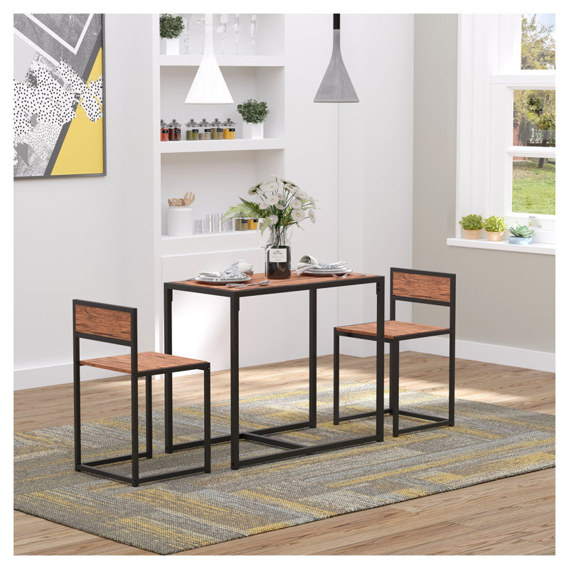 Ensemble de table de salle à manger industriel 3 pièces pour 2 personnes, table de cuisine et chaises, ensembles de salle à manger pour petits espaces HOMcom
