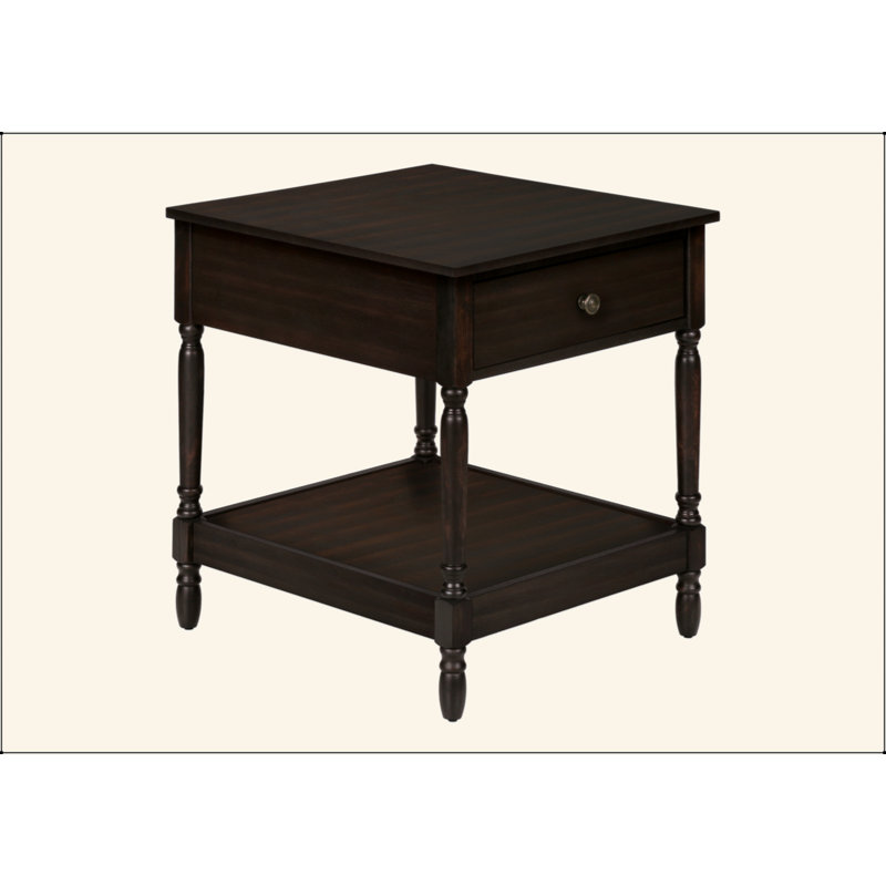 Table de chevet polyvalente en bois avec deux niveaux, un tiroir et une tablette inférieure pour la chambre à coucher ou le salon