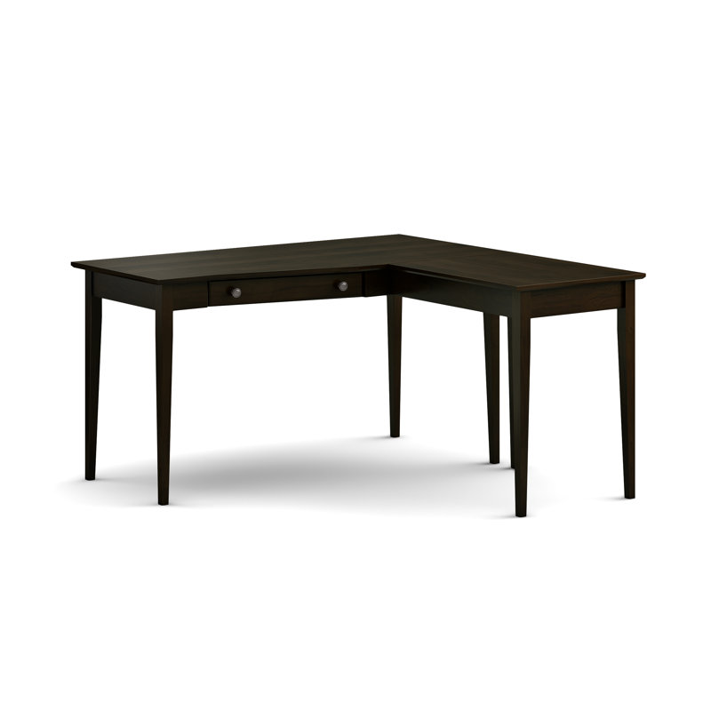 Bureau en L en bois massif Malani, Café