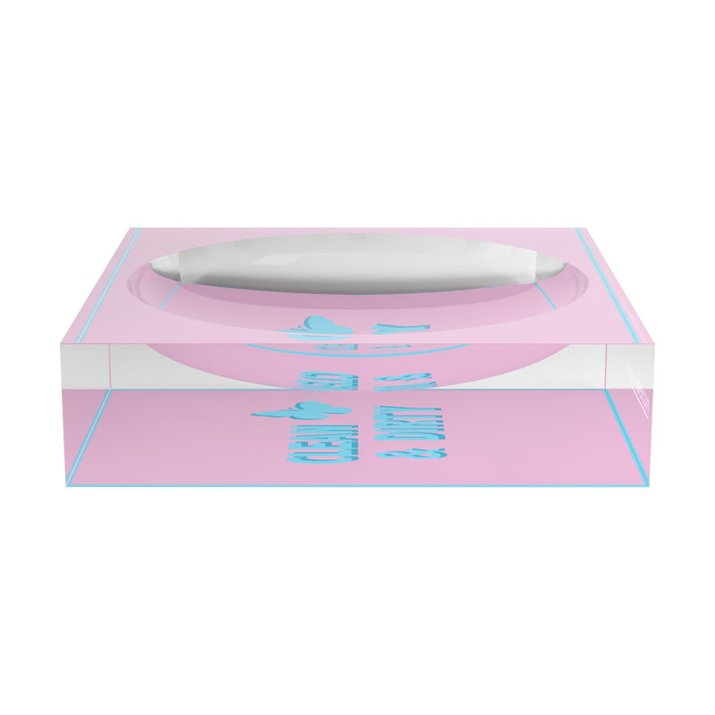 Decorative Tray, 8"W x 8"D x 2"H, Pale Pink Blue
