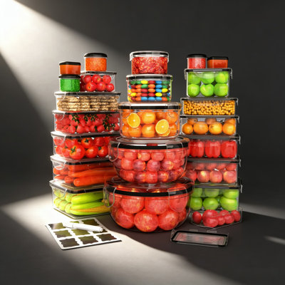 44-Piece Airtight Food Storage Containers Set With Lids - 22 Stackable Plastic Meal Prep Containers For Kitchen Pantry Organization, Leakproof, Microw