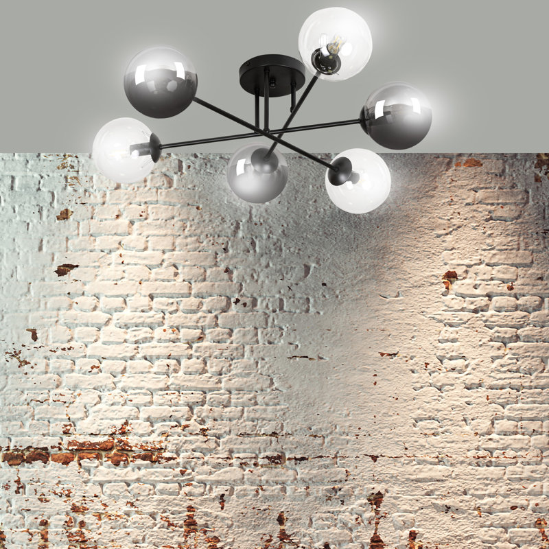 Cadesia Glass Semi Flush Mount, Graphite/Transparent