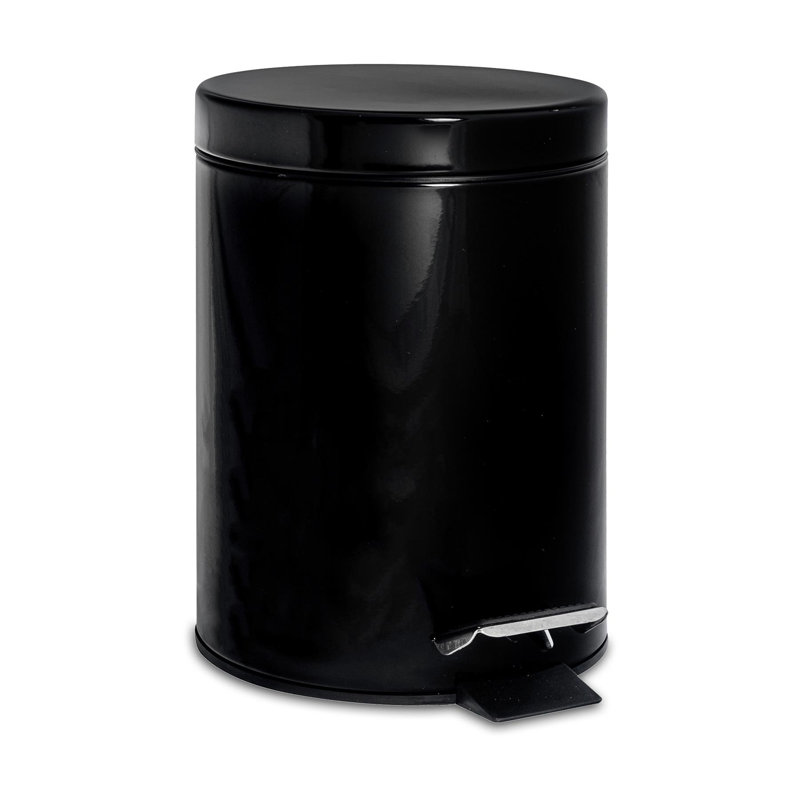 Harbour Housewares - Round Bathroom Pedal Bins, Black
