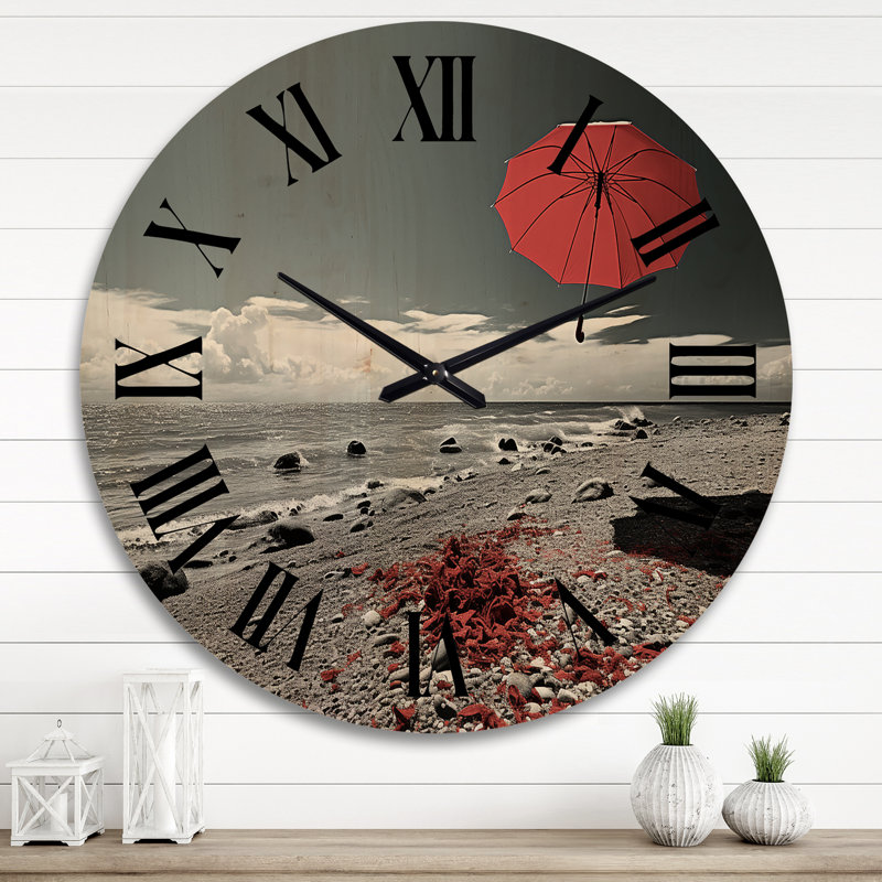 Horloge murale en bois massif Opelika, Très grand