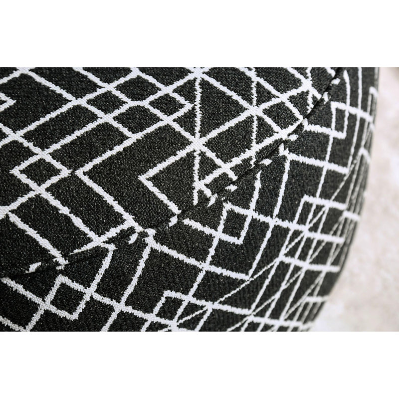 Rond avec style contemporain, revêtement noir et garniture de passepoil, l 39 po x l 39 po x H 18 po, motif géométrique, tissu en bois massif, 1 pièce incluse, assemblage requis avec revêtement de style profondeur de 39 po