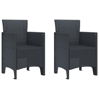 vidaXL Garden Chair 2 pcs Anthracite 20.87 x 19.29 x 33.46 in