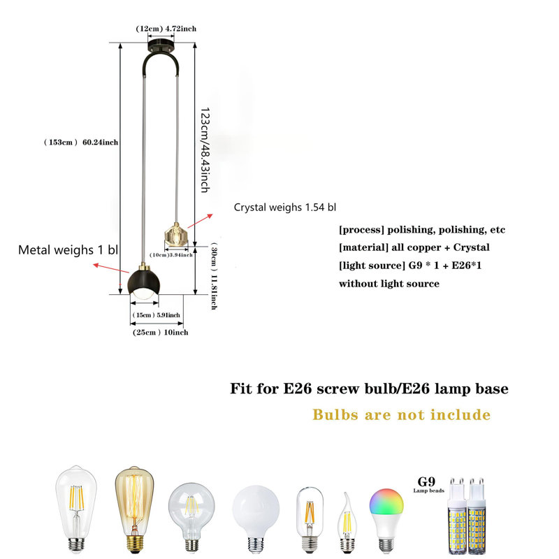 Loriel 2 - Light Sphere Chandelier Ceiling Light With Crystal  Accents Height adjustable(1 PC), Crystal, Matte Black