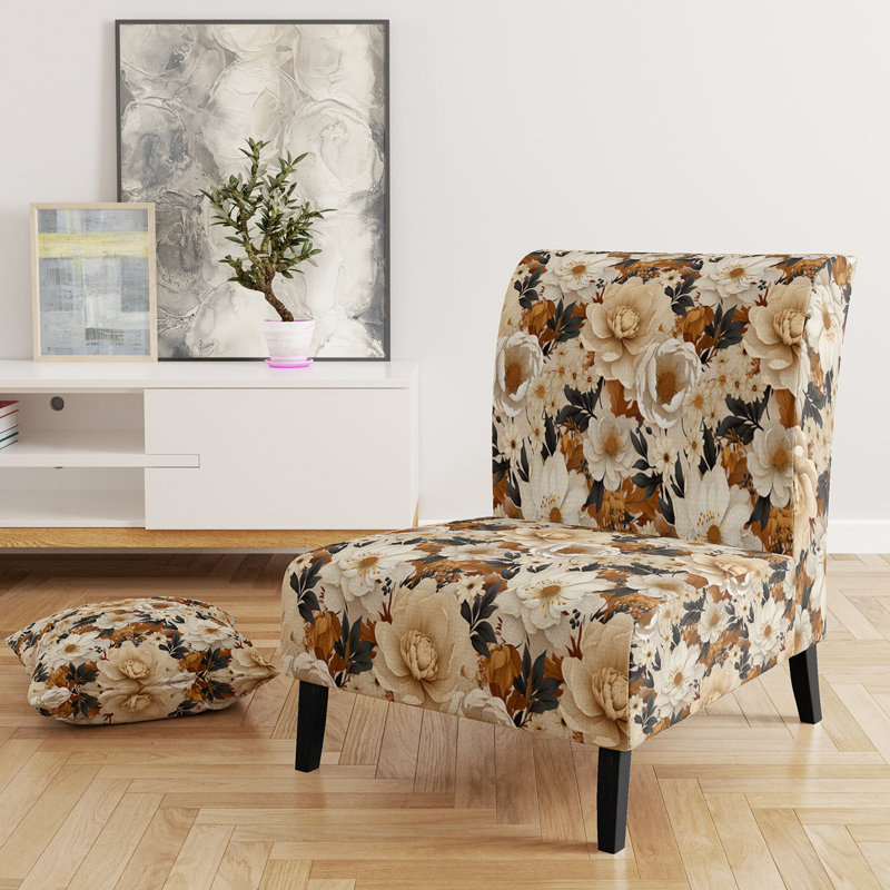 Fauteuil de chambre d'appoint rembourré Boho Earthy Blooms Poppies Bloom III