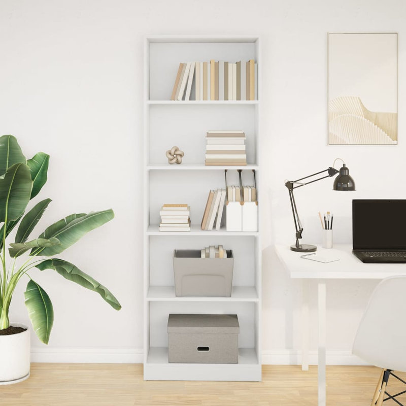 Athema Standard Bookcase, White, (5 Shelves) 176cmH x 60cmW x 24cmD