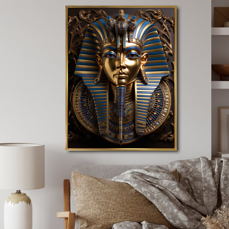 Égypte, pharaons royaux - Art mural égyptien, H 20 po x l 12 po x P 1 po, Cadre flottant doré