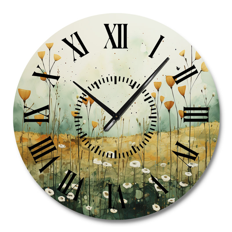 Horloge murale Whispering Meadows I - Abstract Collages, Grand