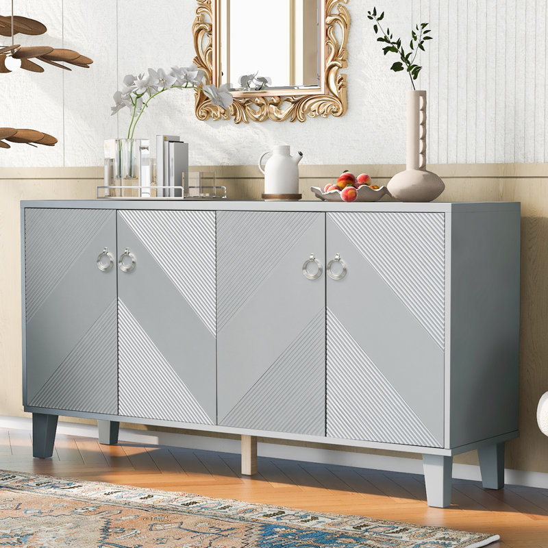 U-STYLE Geometric Patterned Light Luxury Cabinet, Suitable For Hallway, Entryway, Living Room, Stylish And Functional Storage Solution For Home Decor, Durable MDF Construction