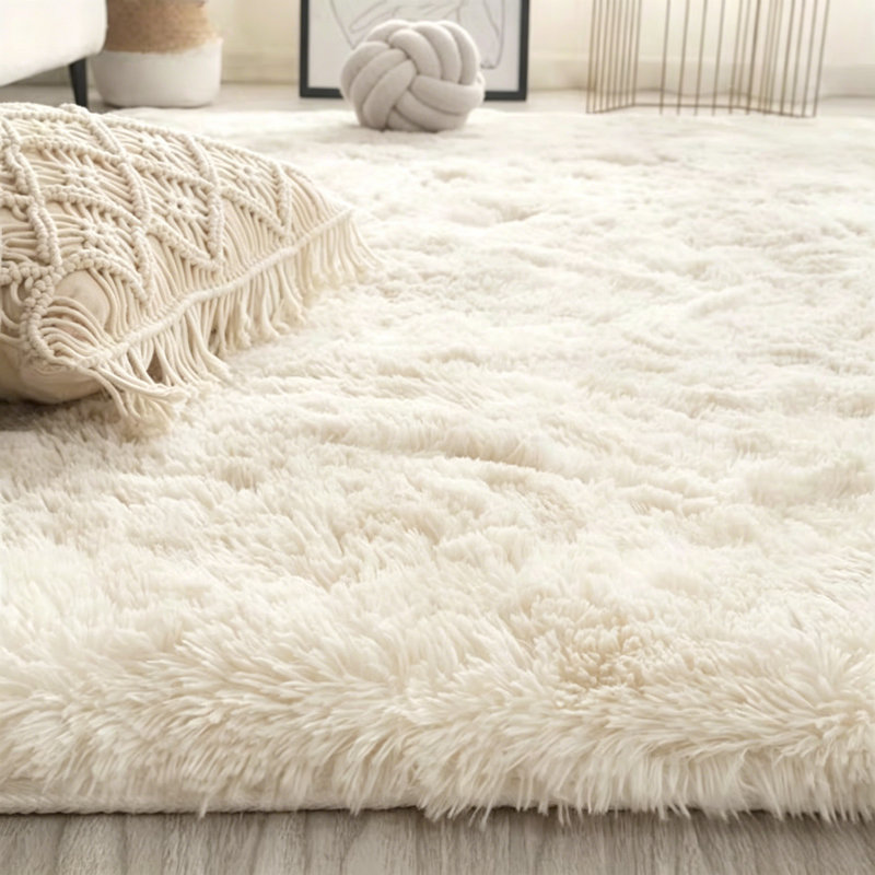 Tapis blanc crème crème, Rectangle 9 pi x 12 pi