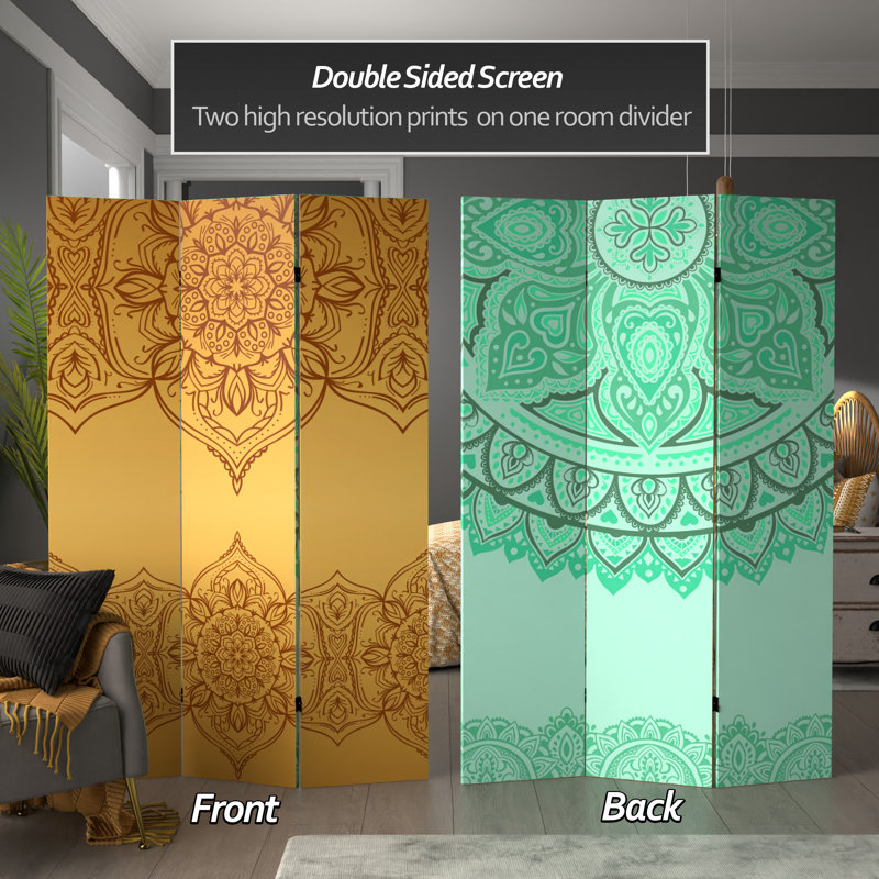 47.25'' 3 - Panel Folding Room Divider, Gold