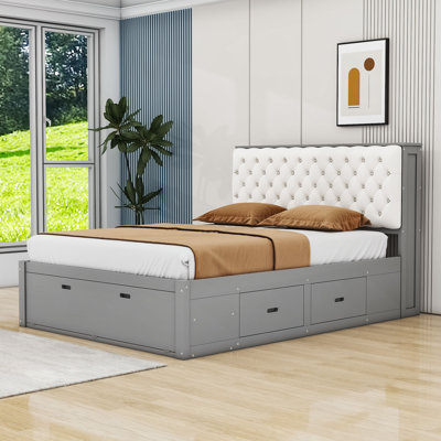 Mook Queen 4 Drawer Wood Platform Bed with Storage Headboard
