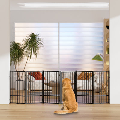 Barrière pour chien autoportante pleine grandeur avec porte et barrière pliable pour chien pour animaux