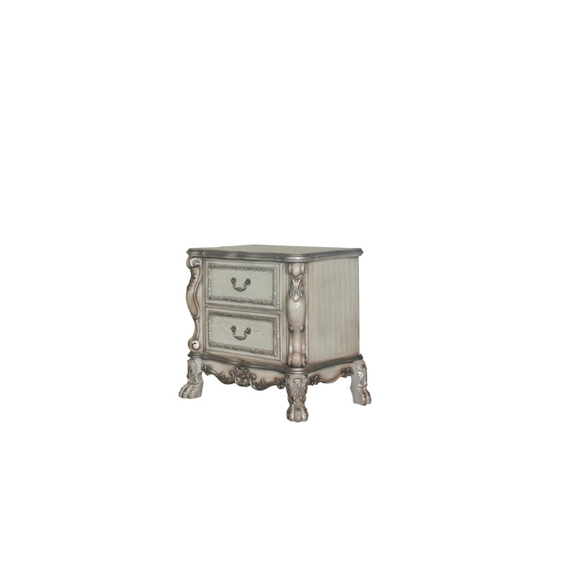 Table de chevet Patina & Bone Finish, Blanc ancien