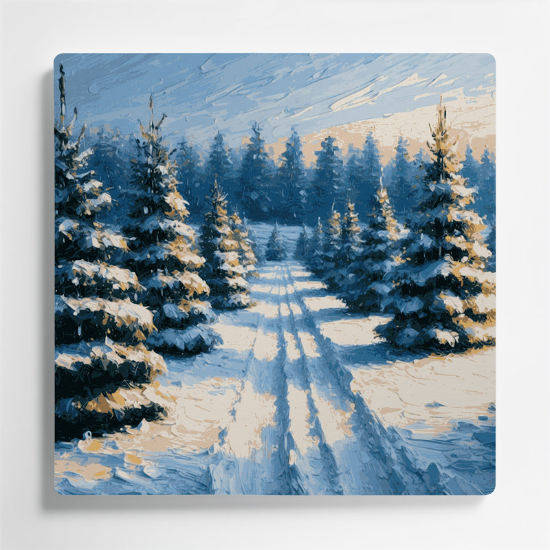 Art mural en métal gris, arbre de Noël couvert de neige de Noël, H 96 po x l 96 po x P 0,05 po