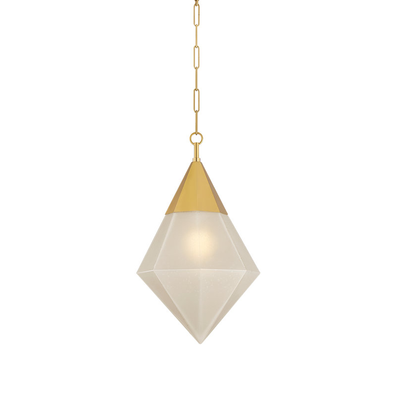 Angelique 1-Light Seeded Glass Pendant, 26.5" H x 15.5" W x 15.5" D, 25 Watts