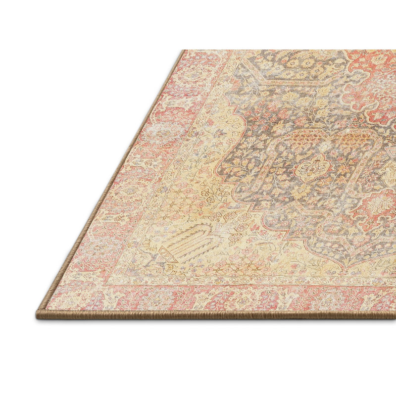 Tapis beige/gris/rouge traditionnel, Rectangle 4 pi x 6 pi