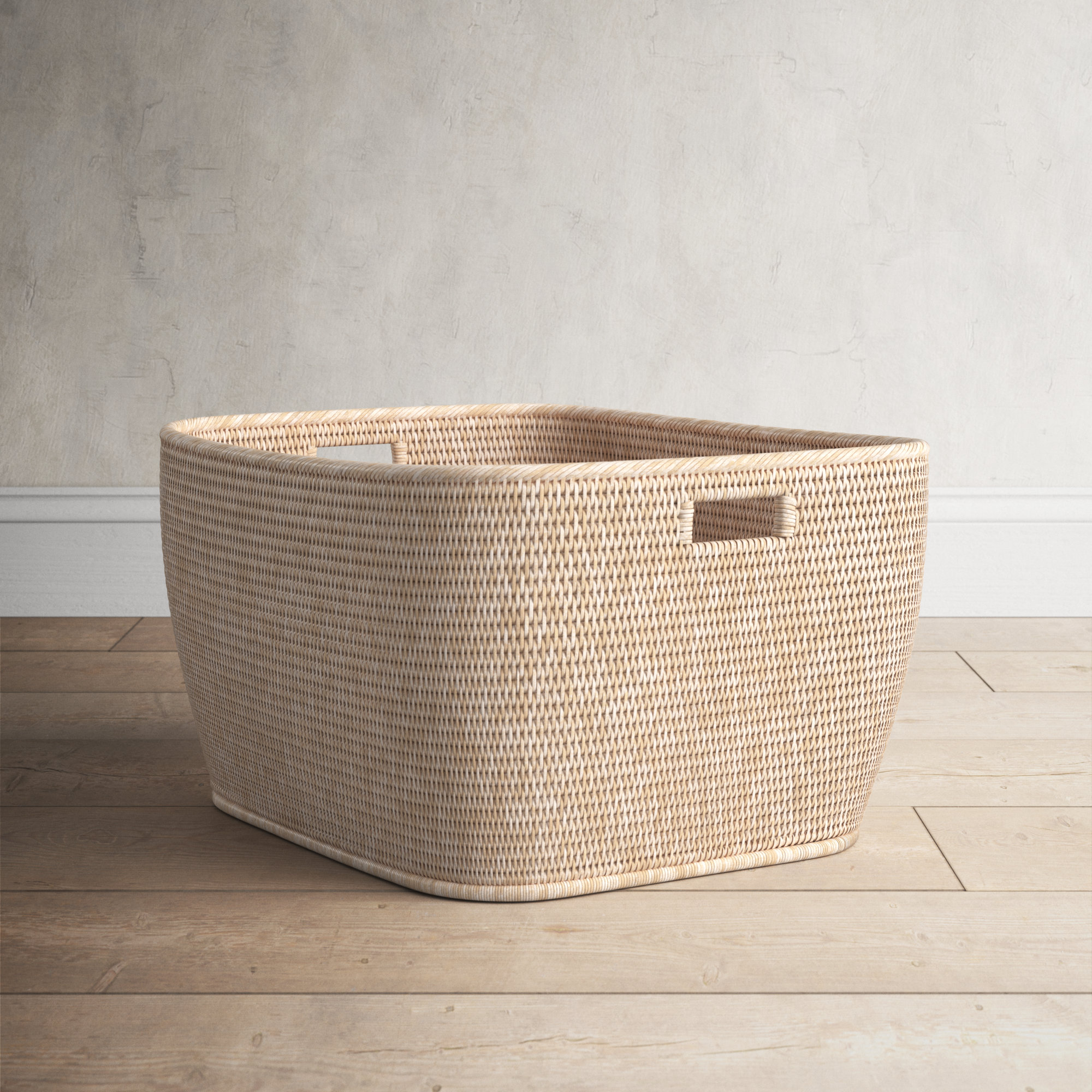 Red Paper Rope Storage Basket with Cutout Handles, Small