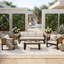Ensemble de conversation de patio d'extérieur en aluminium 4 pièces avec tables d'appoint pliantes, sièges pour 5 personnes avec canapé 3 places, 2 fauteuils et table basse-1028077123
