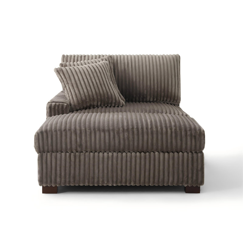 Upholstered Chaise Lounge, Left Hand Facing, Light Brown